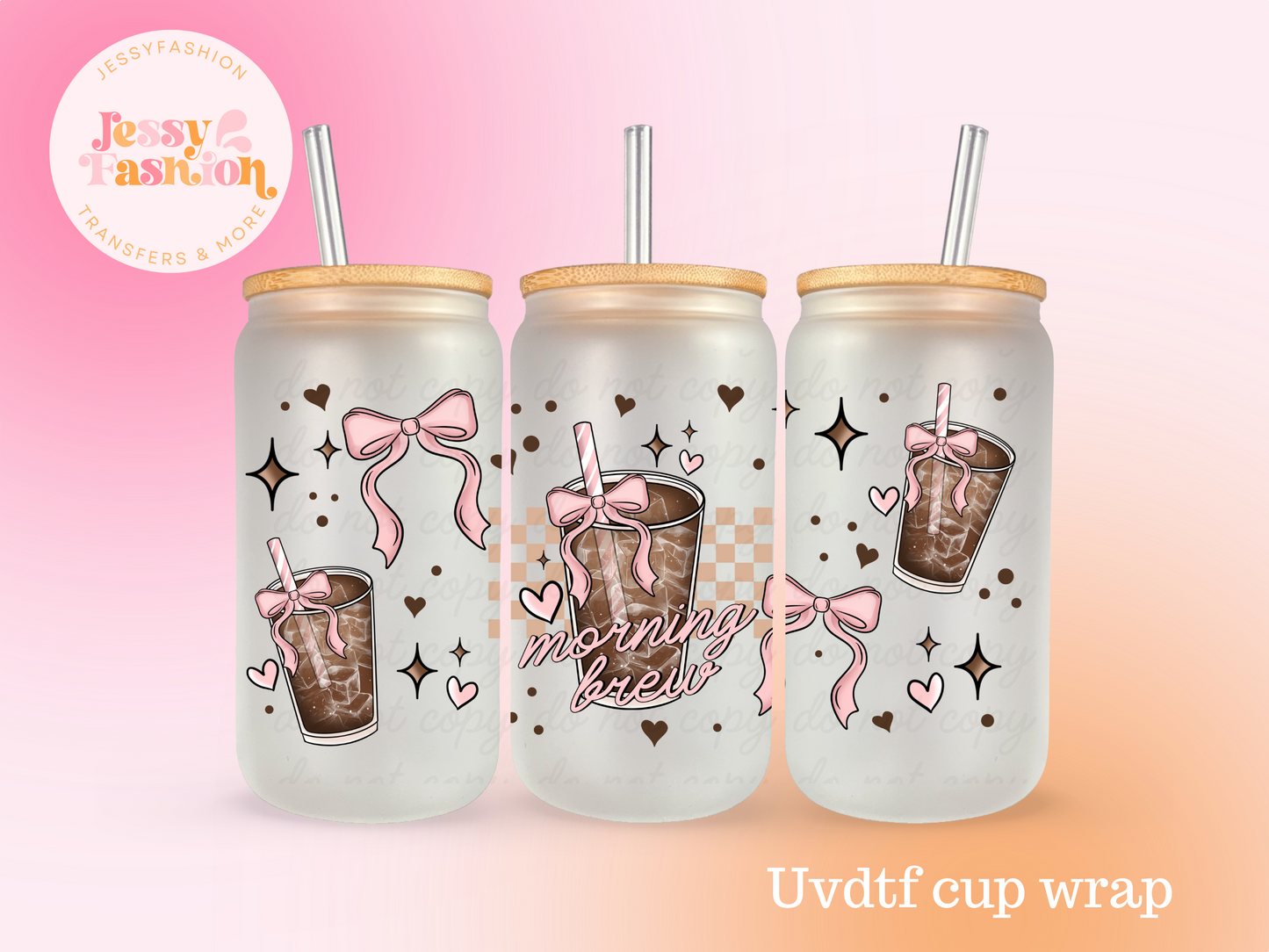 Morning Brew Girl UV DTF CUP WRAP