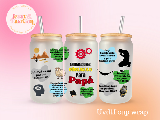 Afirmaciones Biblicas de Papá UV DTF CUP WRAP