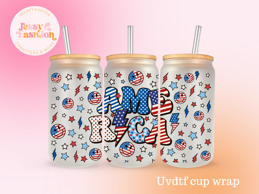 America 4th of July UV DTF CUP WRAP