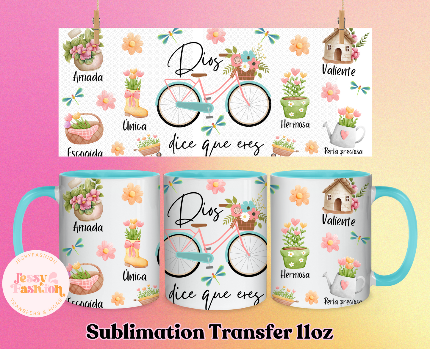 Dios dice que eres... mug Sublimation transfer