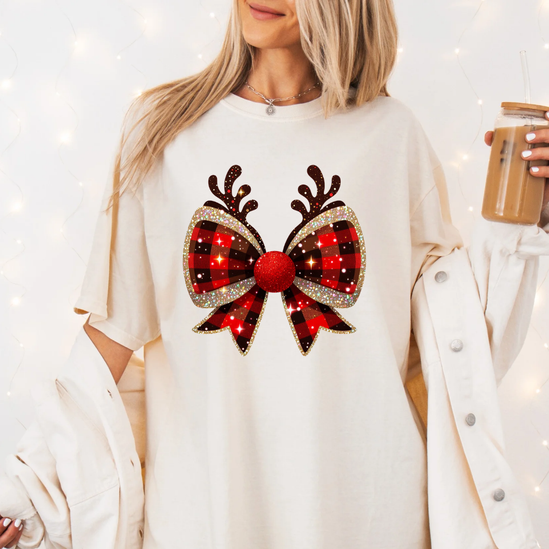 Reindeer Bow DTF Shirt Transfer