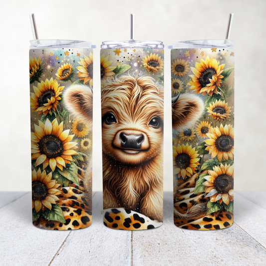 Highland Cow sunflowers Sublimation transfer