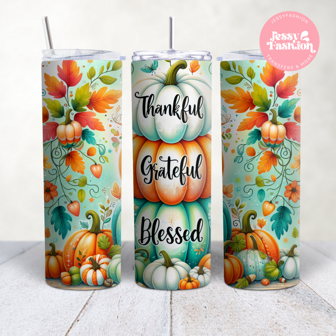 Thankful, Grateful, Blessed Sublimation Transfer