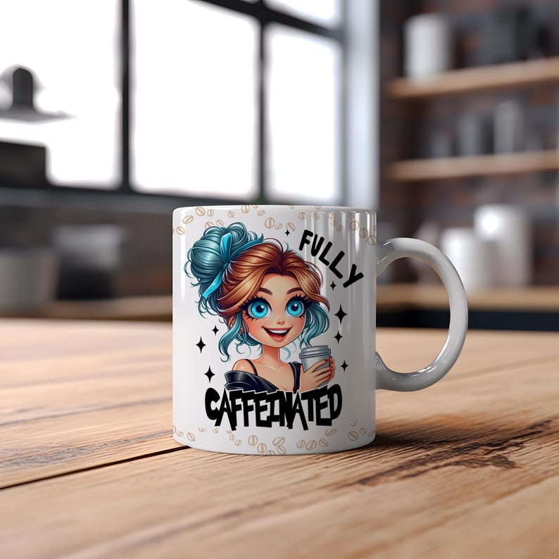 Before Coffee/ Fully Caffeinated mug 11oz Sublimation transfer