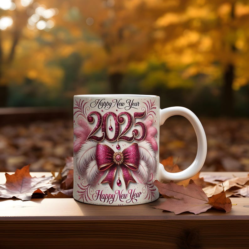 Happy New Year 2025 mug 11oz Sublimation transfer