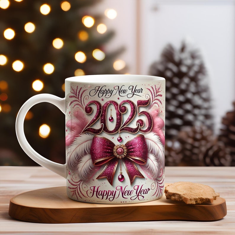 Happy New Year 2025 mug 11oz Sublimation transfer