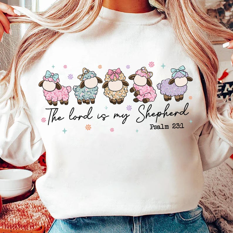 Cute sheeps the Lord is my shepherd  DTF Shirt Transfer