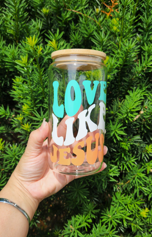 Love like Jesus Glass can cup - Jessyfashion Custom & Design 