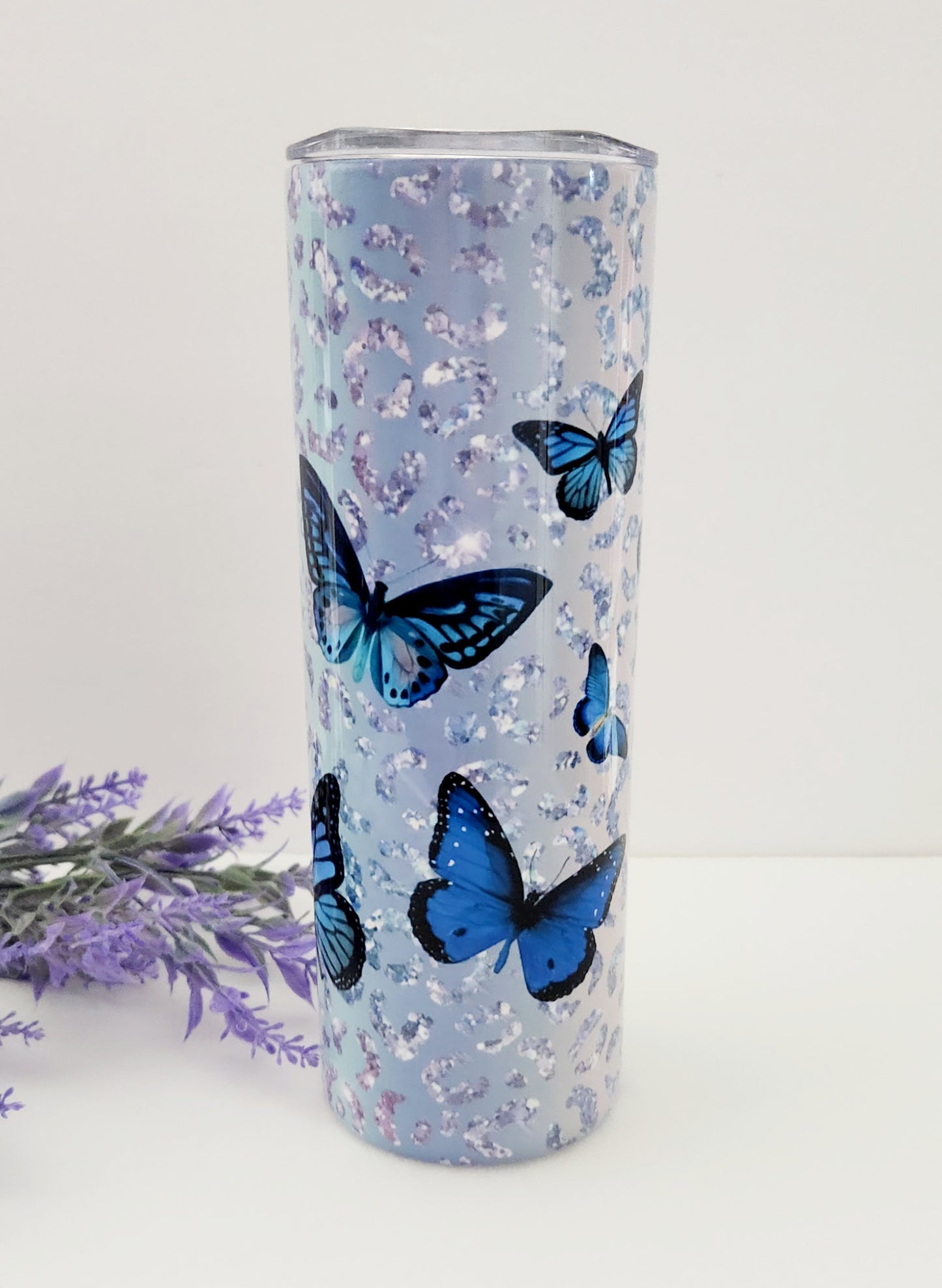 Blue butterfly tumbler 20oz - Jessyfashion Custom & Design 