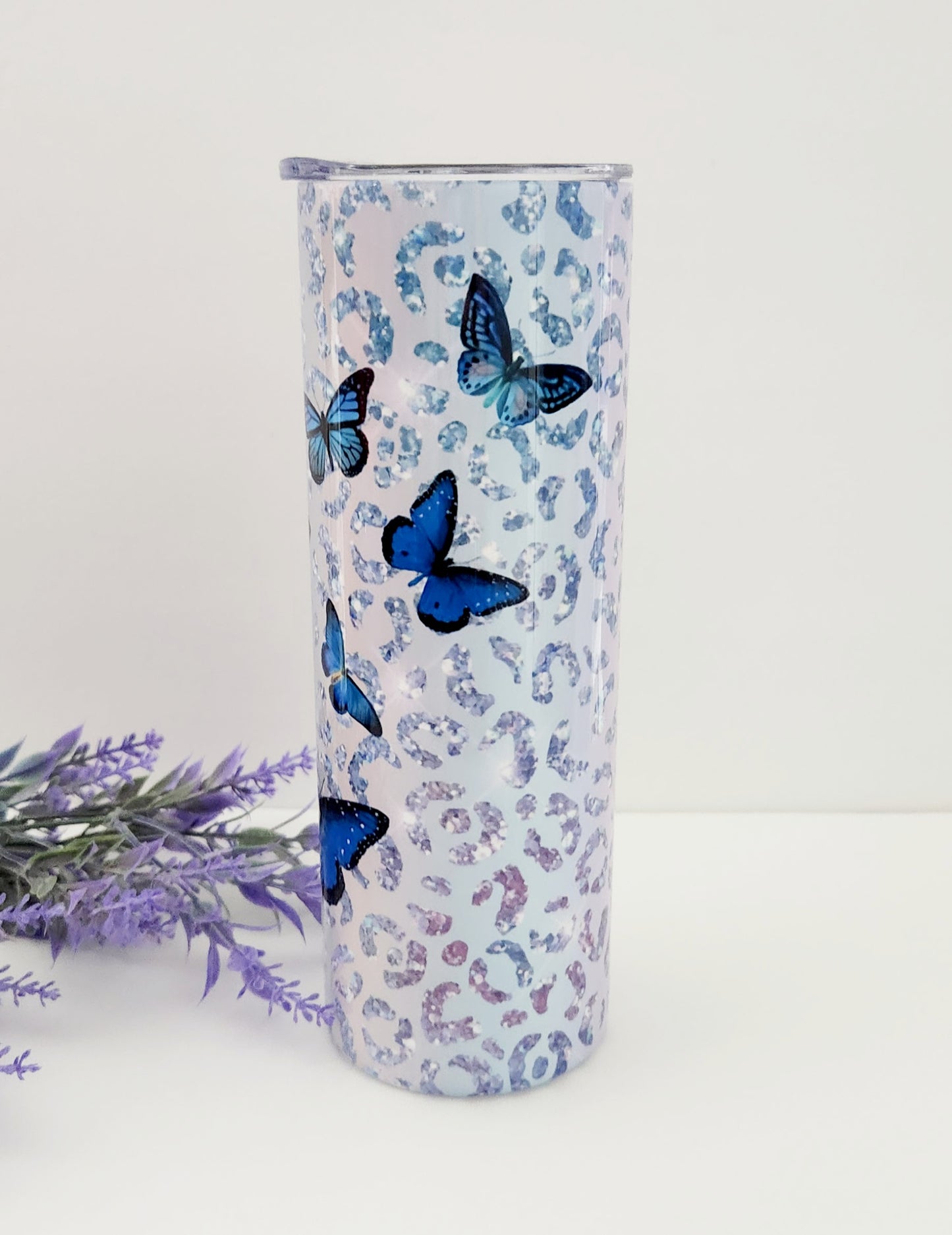 Blue butterfly tumbler 20oz - Jessyfashion Custom & Design 