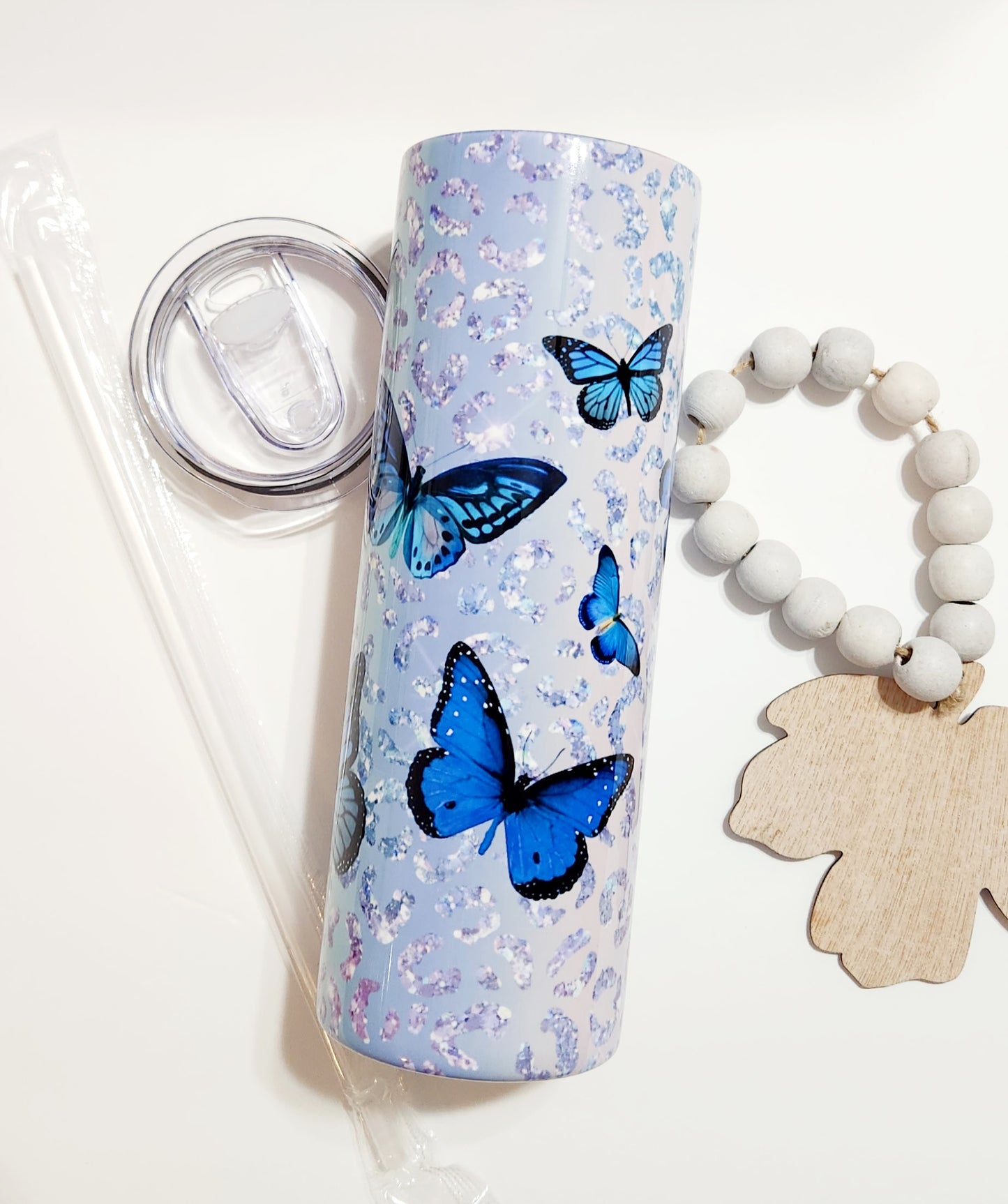 Blue butterflies tumbler