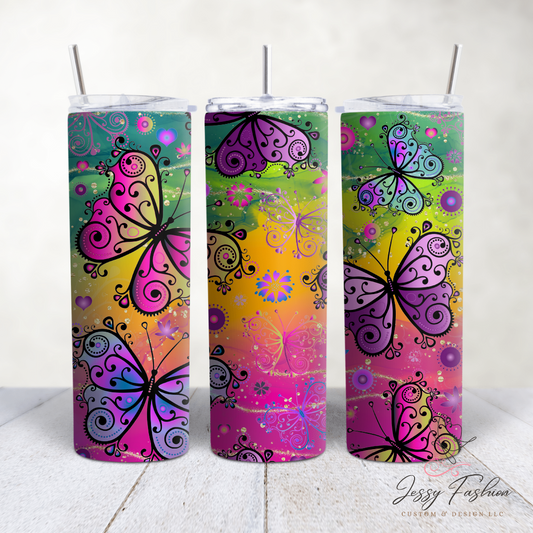 Colorful buttefly tumbler