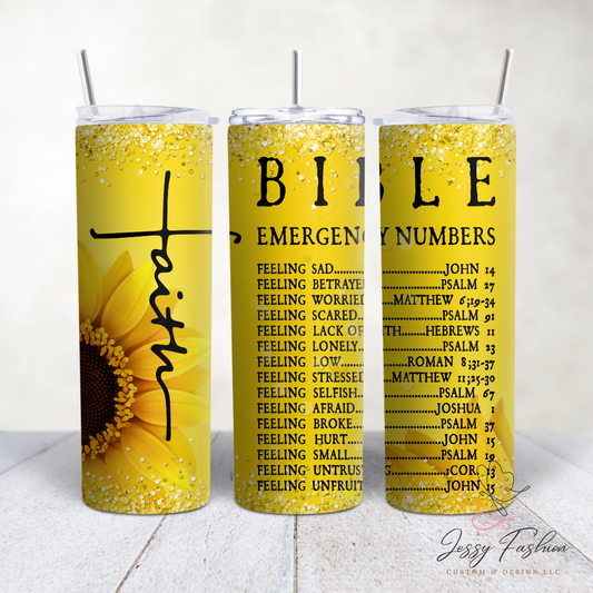 Bible Emergency Numbers tumbler