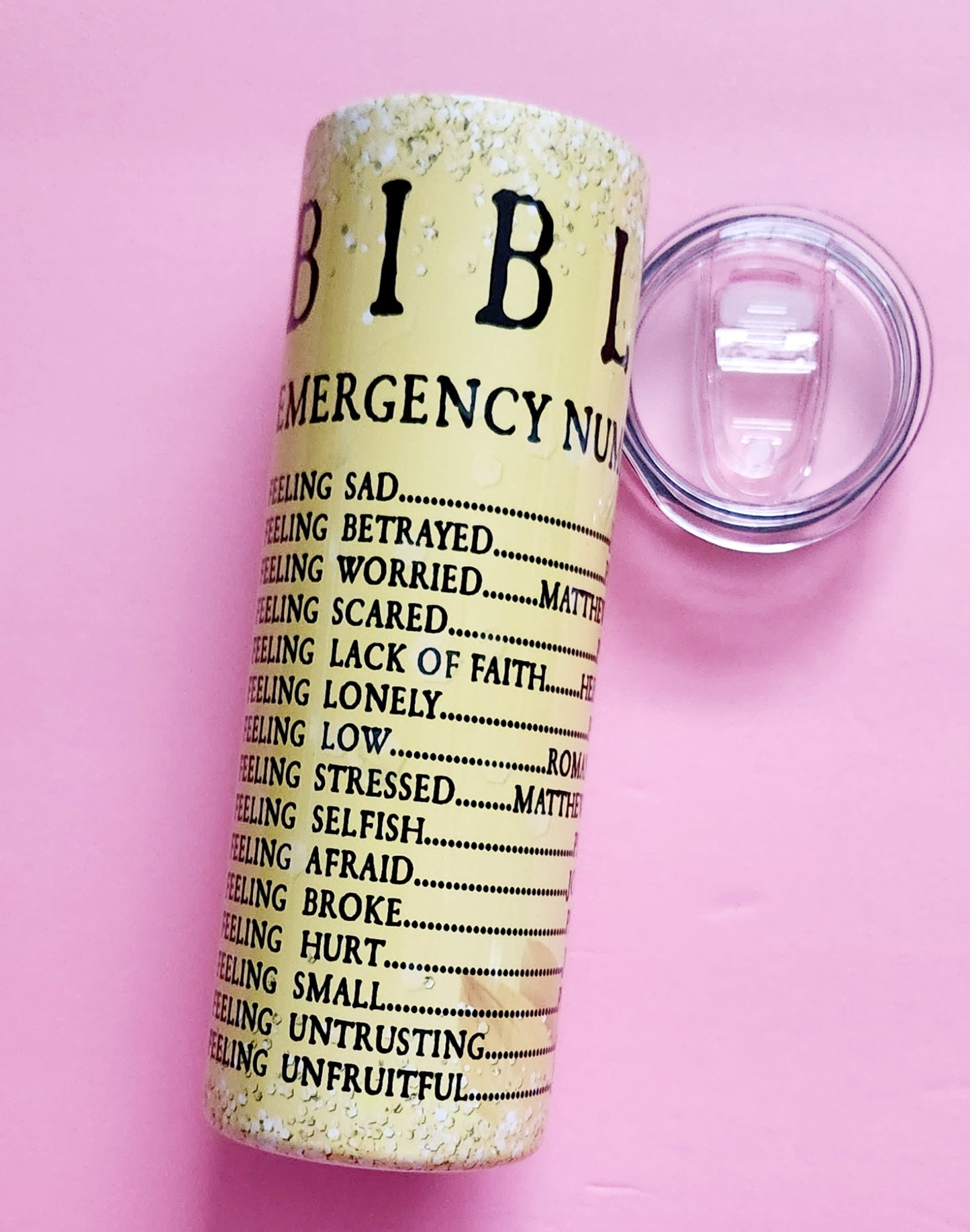 Bible Emergency Numbers tumbler